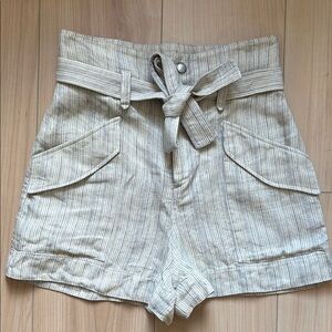 Rag & Bone High Waisted Striped Linen Short With Tie Waist. Size 0